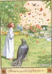 Napawanie oczu pięknymi rzeczami przed sobą, ilustracja z „Cuckoo Clock” pani Molesworth, wydanej przez Macmillan w 1930 roku